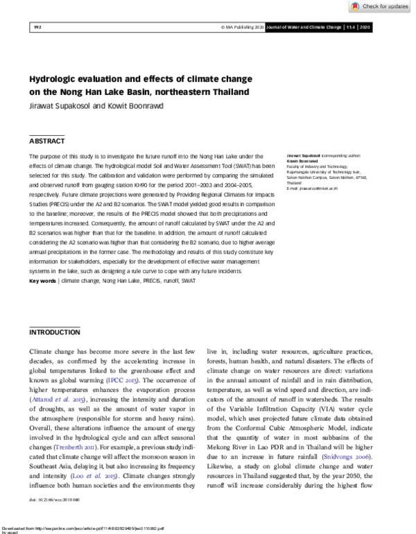 (PDF) Hydrologic evaluation and effects of climate change on the Nong ...