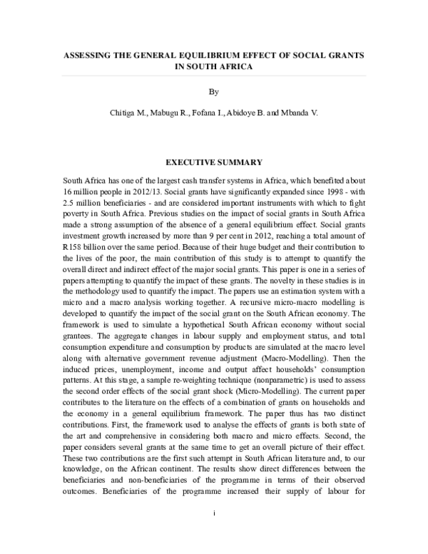 (PDF) Assessing the General Equilibrium Effect of Social Grants in ...