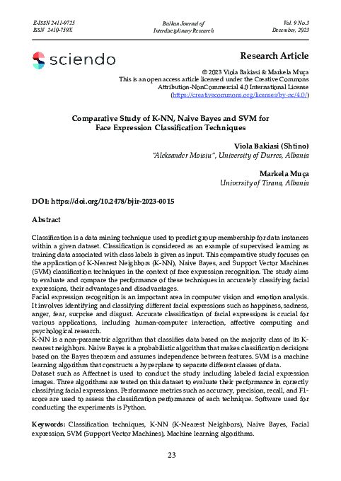 (PDF) Comparative Study of K-NN, Naive Bayes and SVM for Face ...
