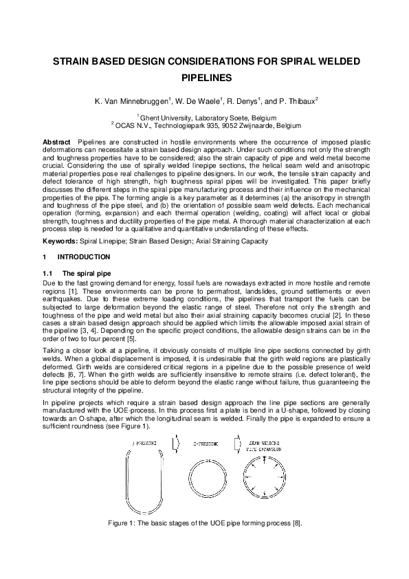 (PDF) Strain based design considerations for spiral welded pipelines