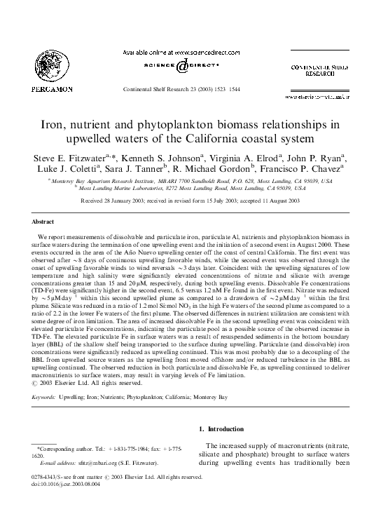 (PDF) Iron, nutrient and phytoplankton biomass relationships in ...