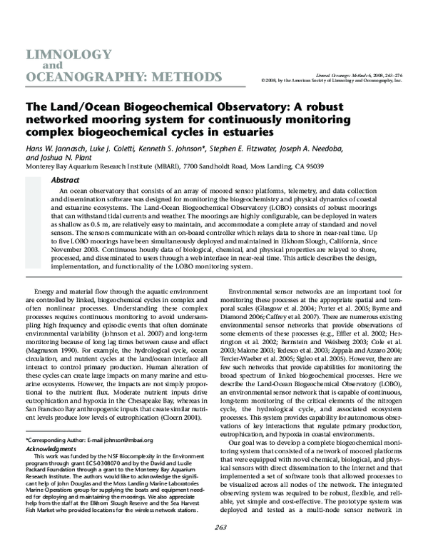 (PDF) The Land/Ocean Biogeochemical Observatory: A robust networked ...