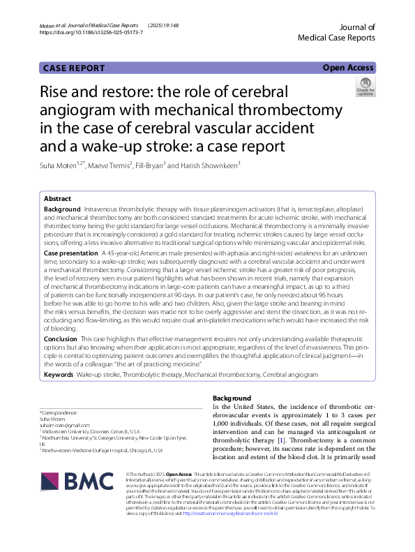(PDF) Rise and restore: the role of cerebral angiogram with mechanical ...