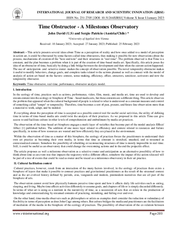 (PDF) Time Obstructor -A Milestones Observatory
