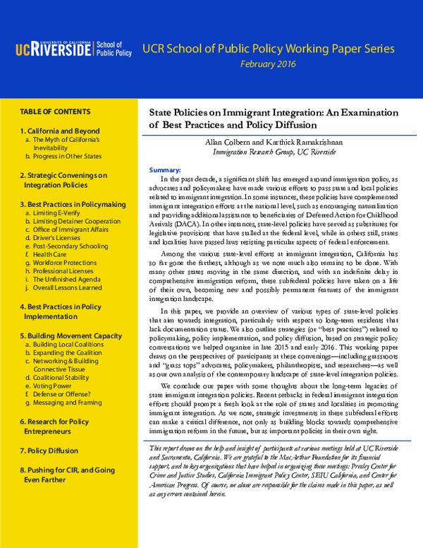(PDF) State Policies on Immigrant Integration : An Examination of Best ...