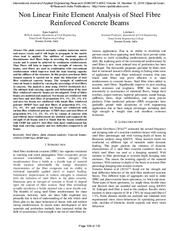 (PDF) Non Linear Finite Element Analysis of Steel Fibre Reinforced ...