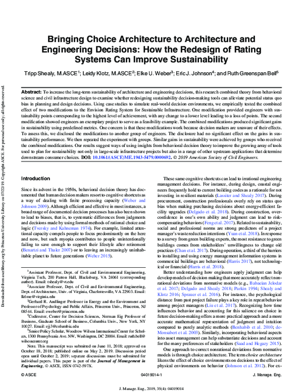 (PDF) Bringing Choice Architecture to Architecture and Engineering ...