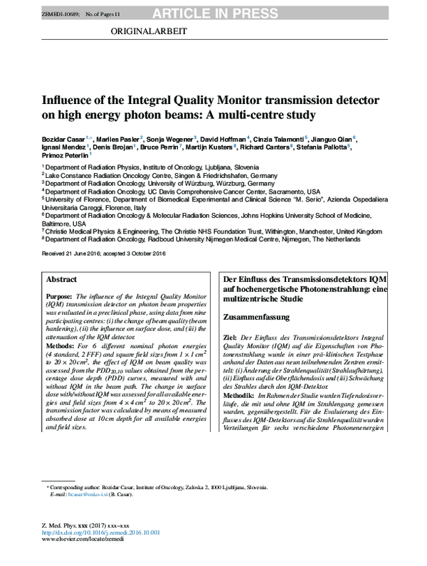 (PDF) Influence of the Integral Quality Monitor transmission detector ...