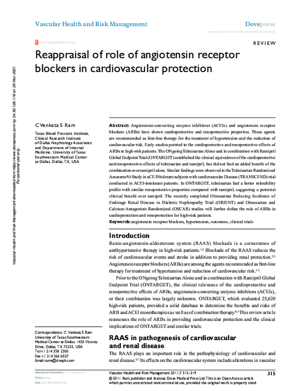 (PDF) Reappraisal of role of angiotensin receptor blockers in ...