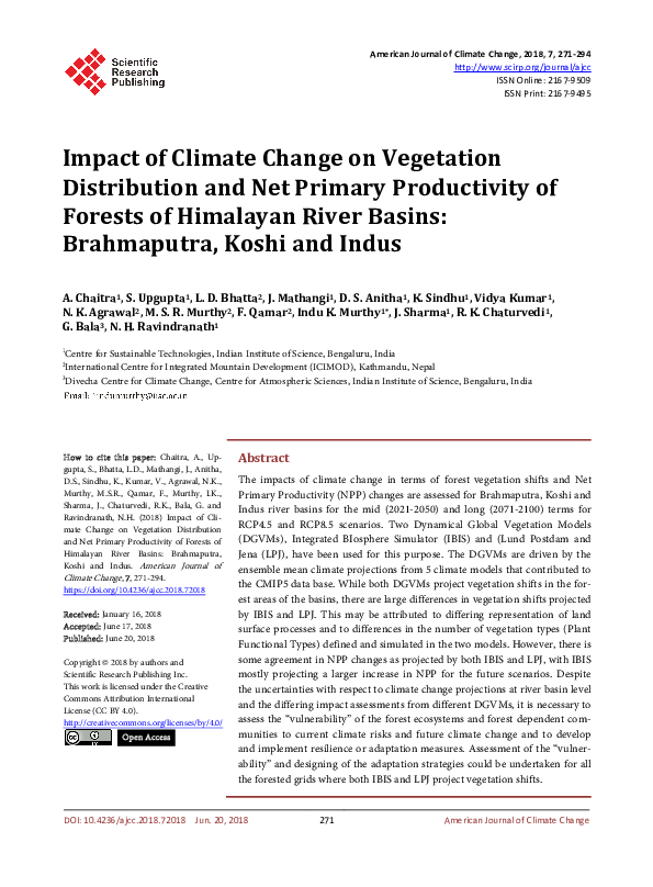 (PDF) Impact of Climate Change on Vegetation Distribution and Net ...