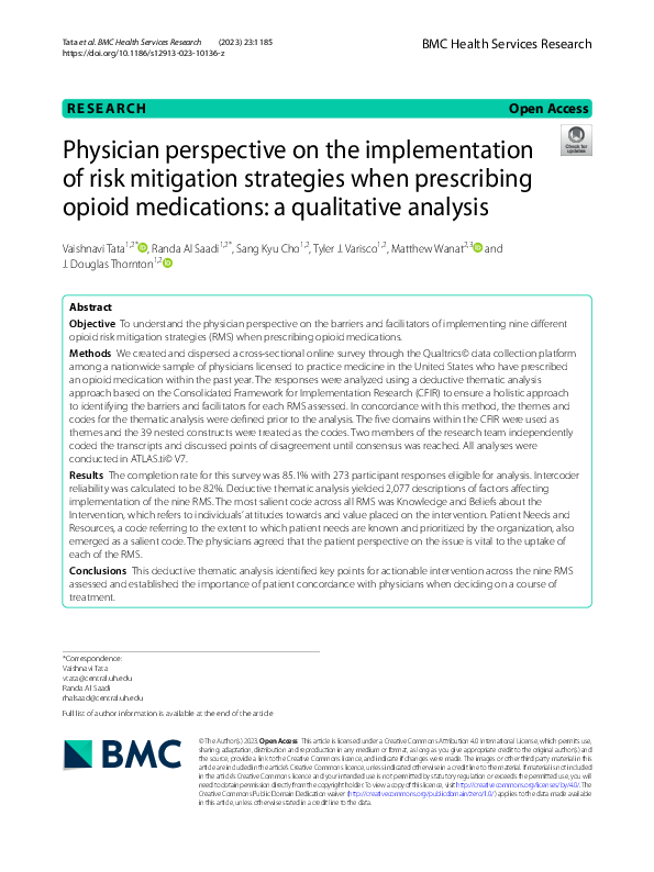 (PDF) Physician perspective on the implementation of risk mitigation ...