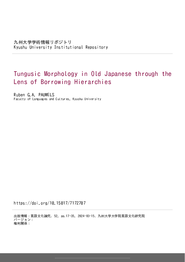 (PDF) Tungusic Morphology in Old Japanese through the Lens of Borrowing ...