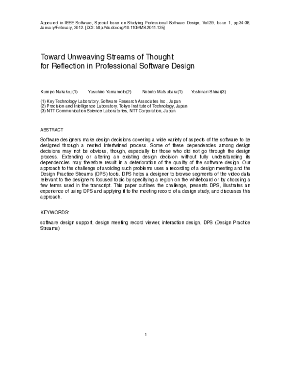 (PDF) Toward Unweaving Streams of Thought for Reflection in ...