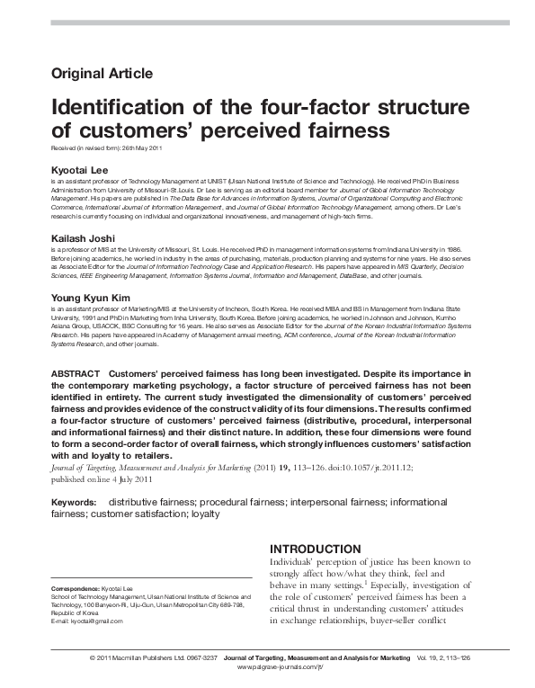 (PDF) Identification of the four-factor structure of customers ...