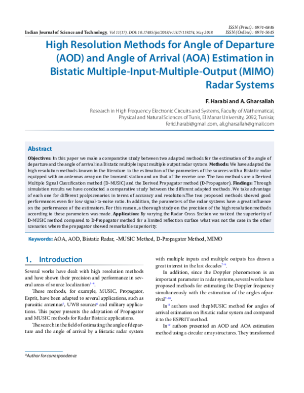 (PDF) High Resolution Methods for Angle of Departure (AOD) and Angle of ...