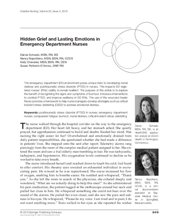 (PDF) Hidden Grief and Lasting Emotions in Emergency Department Nurses