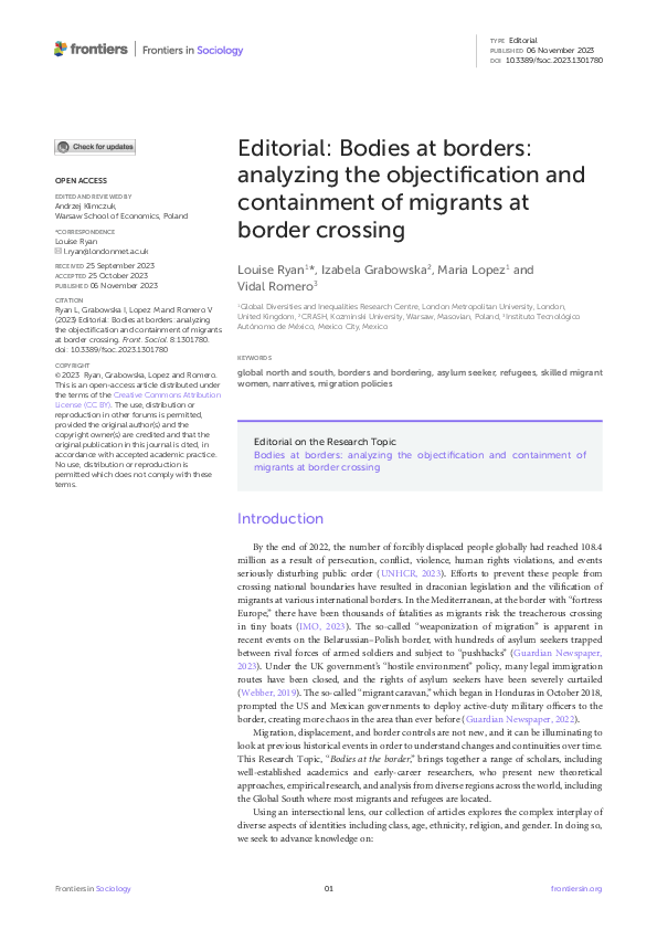 (PDF) Editorial: Bodies at borders: analyzing the objectification and ...