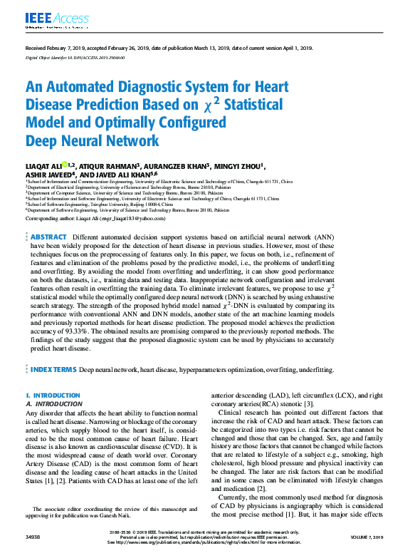 (PDF) An Automated Diagnostic System for Heart Disease Prediction Based ...
