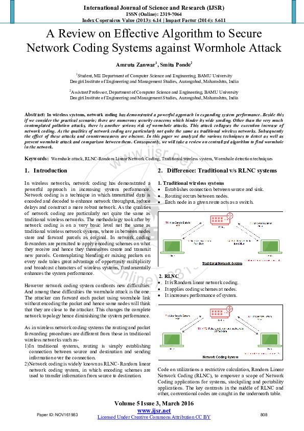 (PDF) A Review on Effective Algorithm to Secure Network Coding Systems ...