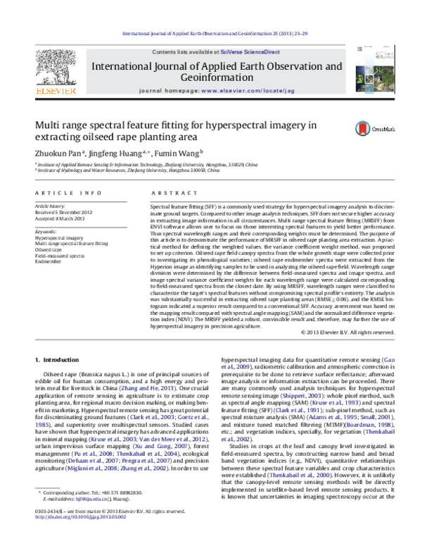 (PDF) Multi range spectral feature fitting for hyperspectral imagery in ...