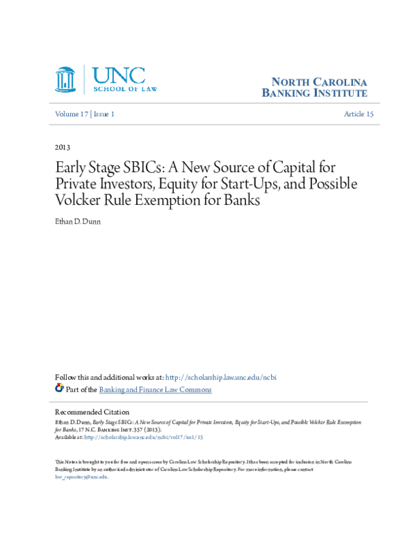 (PDF) Early Stage SBICs: A New Source of Capital for Private Investors ...