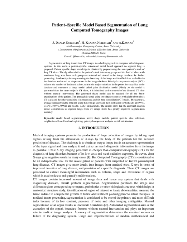 (PDF) Patient-Specific Model Based Segmentation of Lung Computed ...