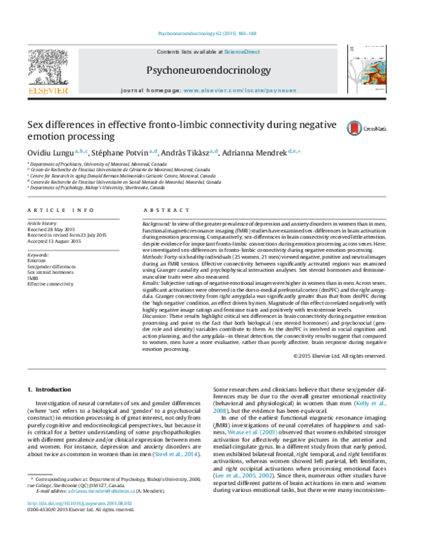 (PDF) Sex differences in effective fronto-limbic connectivity during ...
