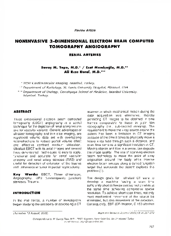 (PDF) Noninvasive 3-DIMENSIONAL Electron Beam Computed Tomography ...