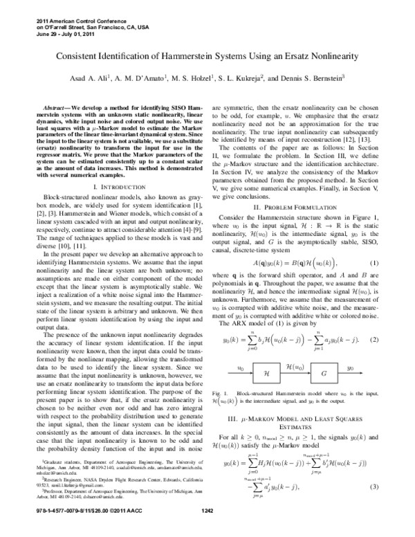 (PDF) Consistent identification of Hammerstein systems using an ersatz ...