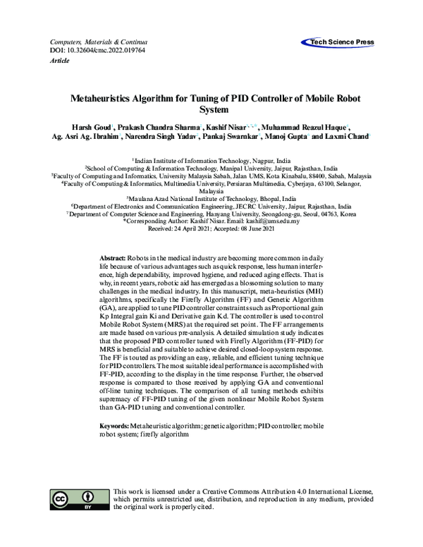 (PDF) Metaheuristics Algorithm for Tuning of PID Controller of Mobile ...