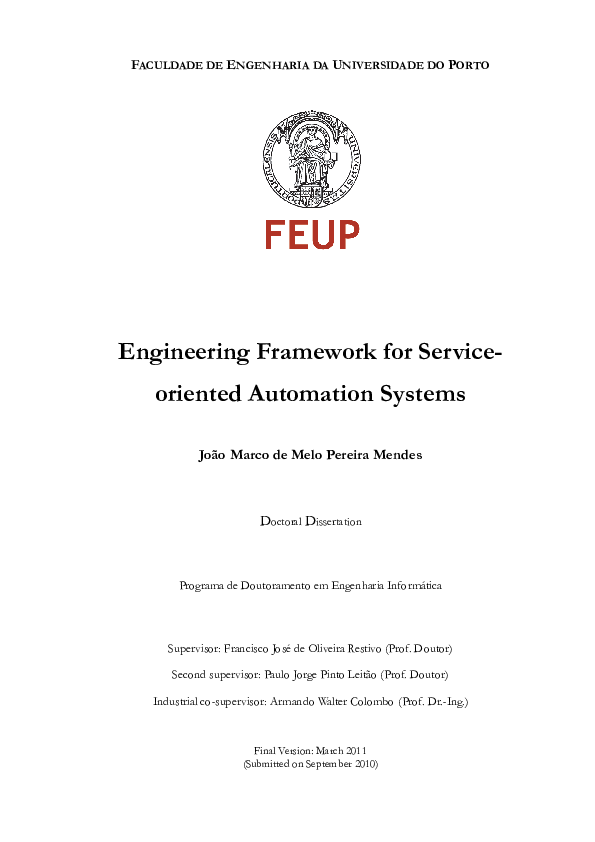 (PDF) Engineering framework for service-oriented automation systems