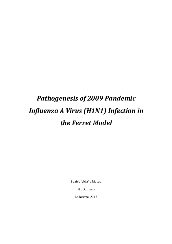 (PDF) Pathogenesis of 2009 pandemic influenza a virus (H1N1) infection ...