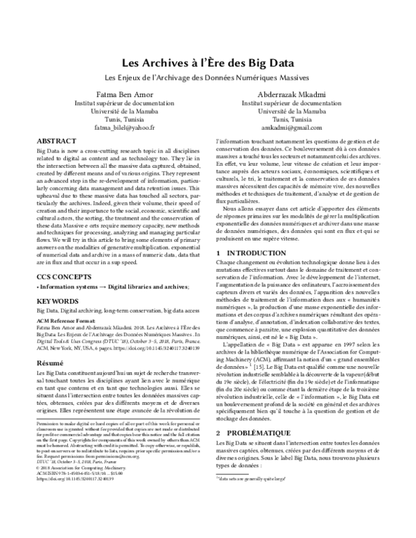 (PDF) Les Archives à l'Ère des Big Data
