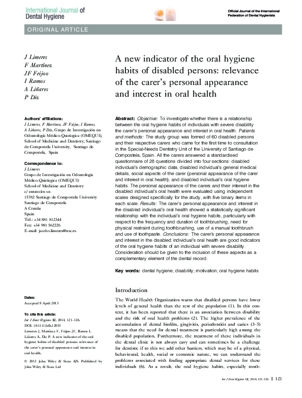 (PDF) A new indicator of the oral hygiene habits of disabled persons ...