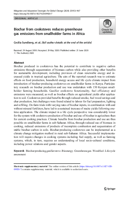 (PDF) Biochar from cookstoves reduces greenhouse gas emissions from ...