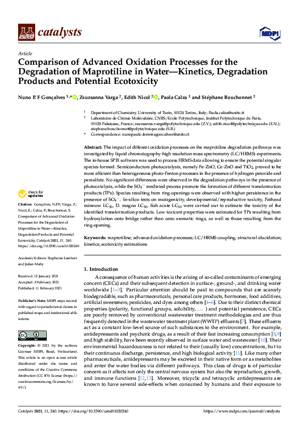 (PDF) Comparison of Advanced Oxidation Processes for the Degradation of ...