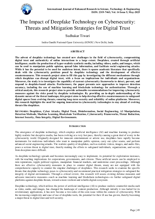 (PDF) The Impact of Deepfake Technology on Cybersecurity: Threats and ...