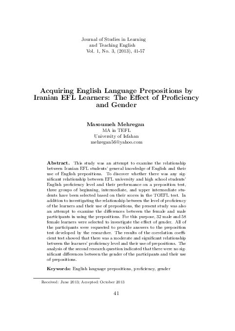 (PDF) Acquiring English Language Prepositions by Iranian EFL Learners ...