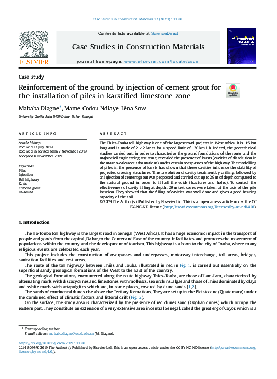 (PDF) Reinforcement of the ground by injection of cement grout for the ...