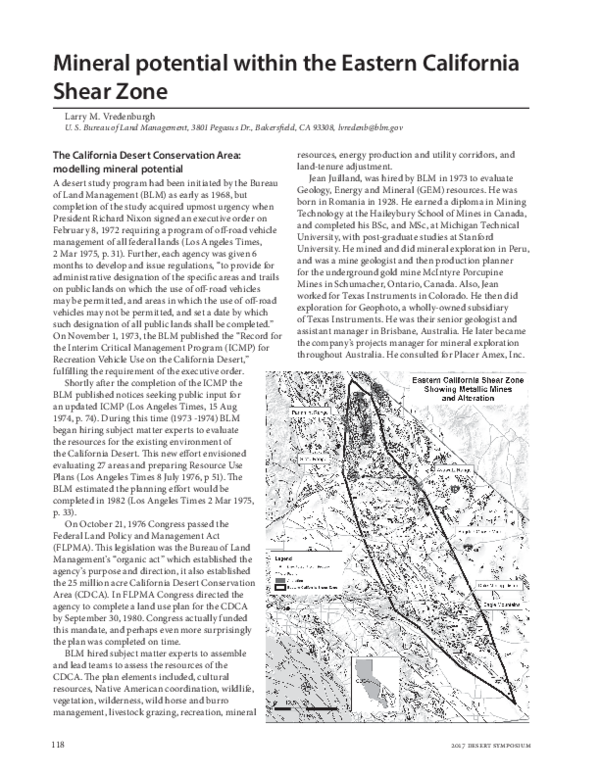(PDF) Mineral potential within the Eastern California Shear Zone