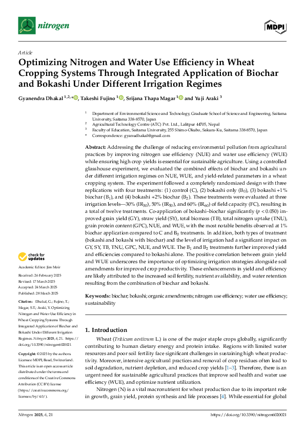 (PDF) Optimizing Nitrogen and Water Use Efficiency in Wheat Cropping ...