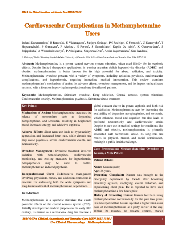 (PDF) Cardiovascular Complications in Methamphetamine Users