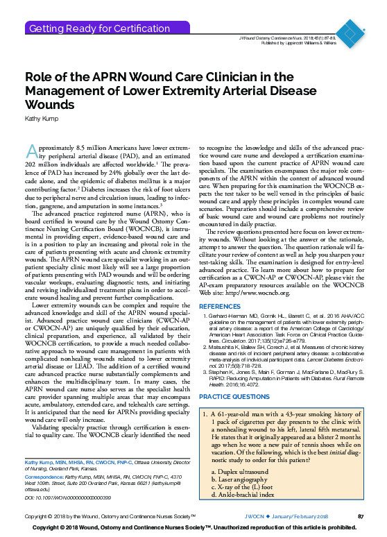 (PDF) Role of the APRN Wound Care Clinician in the Management of Lower ...