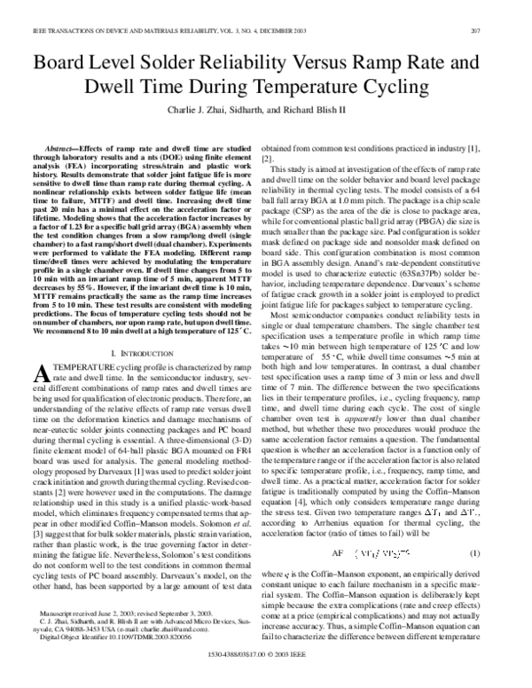 (PDF) Board level solder reliability vs. ramp rate & dwell time during ...