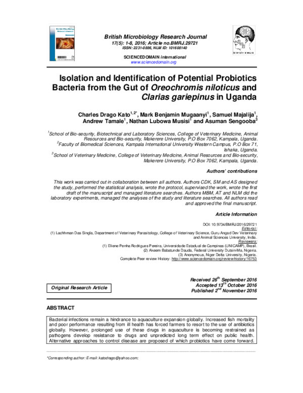 (PDF) Isolation and Identification of Potential Probiotics Bacteria ...