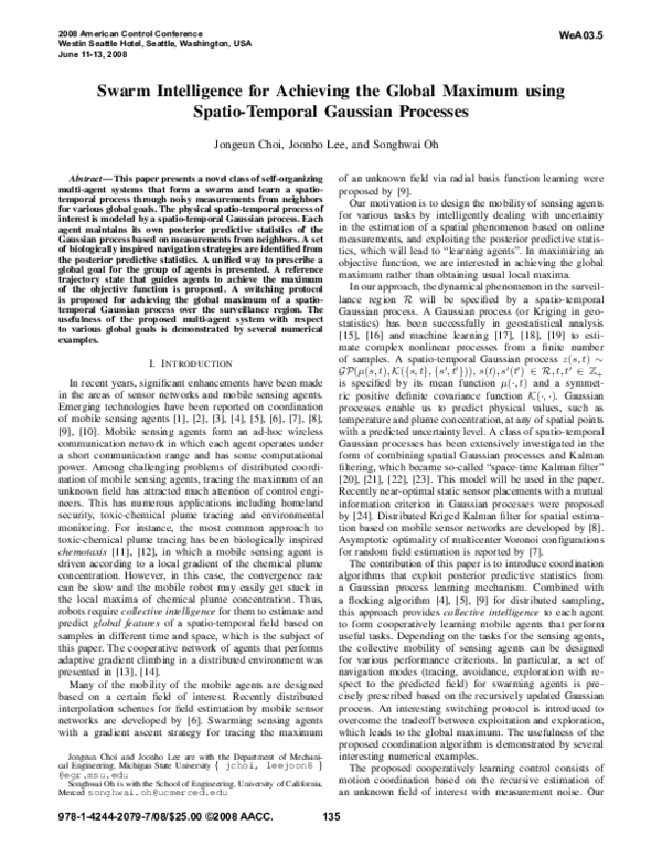 (PDF) Swarm intelligence for achieving the global maximum using spatio ...