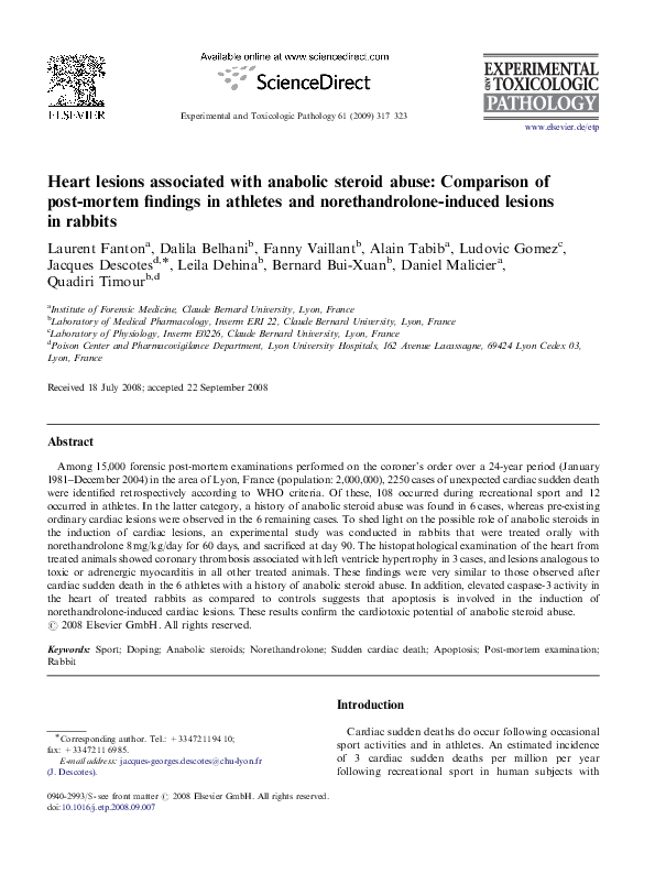 (PDF) Heart lesions associated with anabolic steroid abuse: Comparison ...