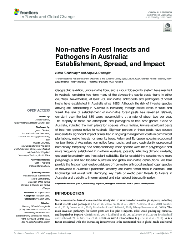 (PDF) Non-native Forest Insects and Pathogens in Australia ...