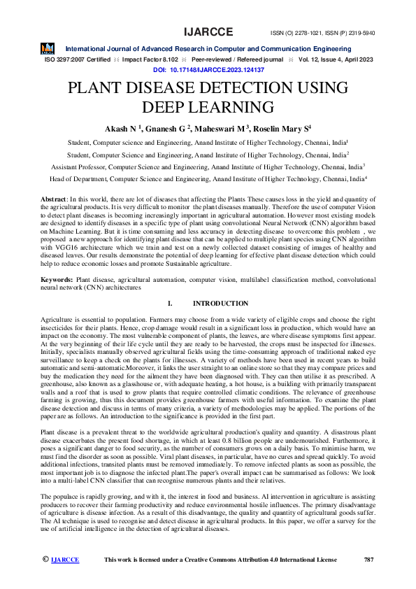 (PDF) Plant Disease Detection Using Deep Learning