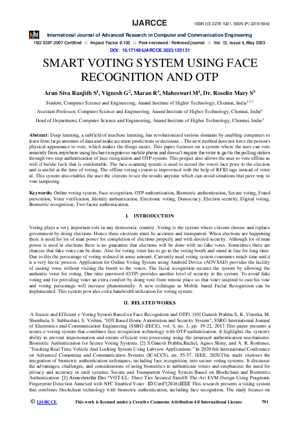 (PDF) Smart Voting System Using Face Recognition and Otp